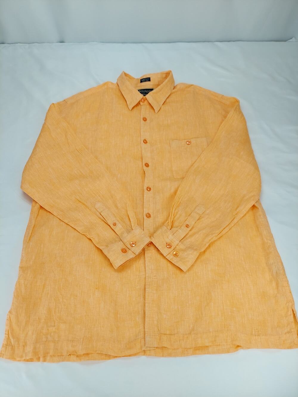 Weekender 100% Linen Coastal Beachy Men's Luau Edition Orange Shirt 2XL